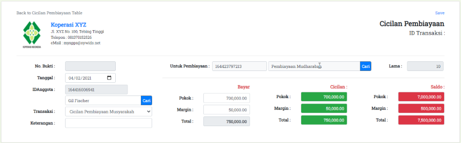Cicilan Pembiayaan
